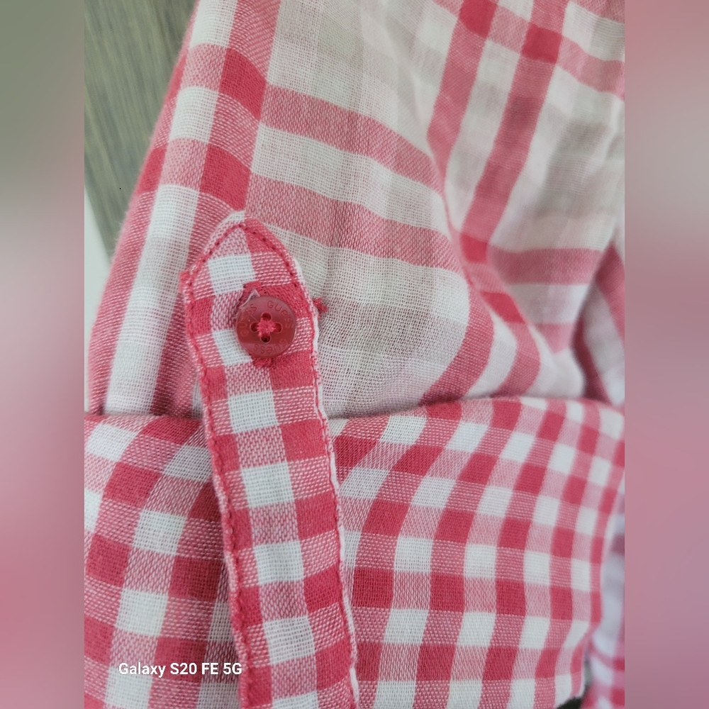 Guess Western Red and White Plaid Button Down Shirt - Picture 8 of 9